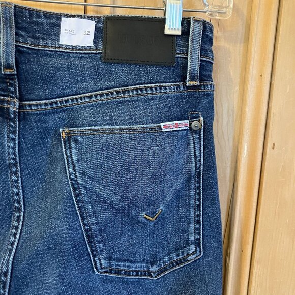 Hudson Mens Blake Slim Straight Distressed Whisker Jeans Size 32x33 Blue AN EXC - Picture 10 of 12